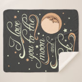 私は月および背部黒に愛します シェルパブランケット (正面(横))