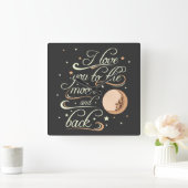 私は月および背部黒に愛します スクエア壁時計 (ホーム)