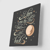 私は月および背部黒に愛します スクエア壁時計 (傾斜)