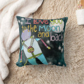 "私は月および背部"宇宙飛行士のに芸術愛します クッション (ブランケット)