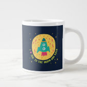私は月および背部Rocketshipに愛します ジャンボコーヒーマグカップ (右)