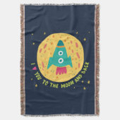 私は月および背部Rocketshipに愛します スローブランケット (正面縦)