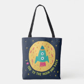 私は月および背部Rocketshipに愛します トートバッグ (裏面)