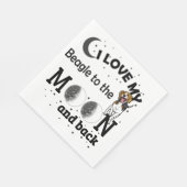 私は月とバックナプキンに私のビーグルが大好き スタンダードランチョンナプキン (角)