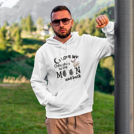 私は月とバックフード付きスウェットシャツに私のチワワ大好き パーカ