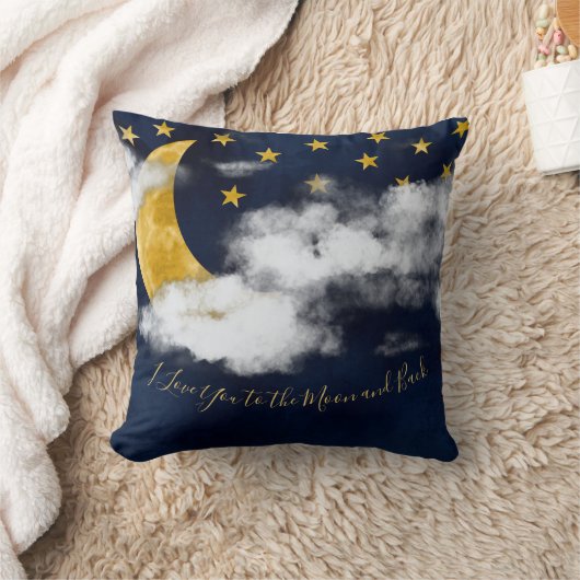 私は月とバック引用文水色にあなたを愛する クッション (ブランケット)