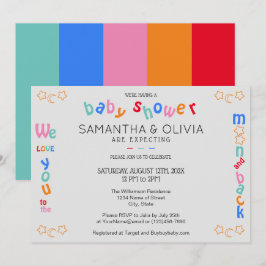 私は月とバックLGBTQ+ベビーシャワーIにあなたを愛している 招待状