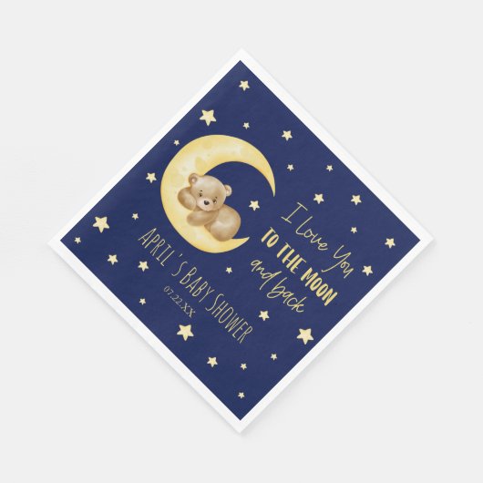 私は月に大好きテディベア赤ちゃんシャワー スタンダードランチョンナプキン (角)