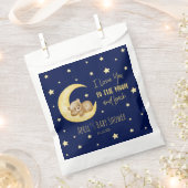 私は月に大好きテディベア赤ちゃんシャワー フェイバーバッグ (クリップ留めされた状態)