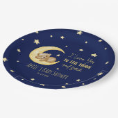 私は月に大好きテディベア赤ちゃんシャワー ペーパープレート (アングル)
