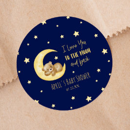 私は月に大好きテディベア赤ちゃんシャワー ラウンドシール
