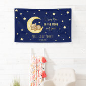 私は月に大好きテディベア赤ちゃんシャワー 横断幕 (インサイチュ)