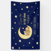 私は月に大好きテディベア赤ちゃんシャワー 横断幕 (縦)