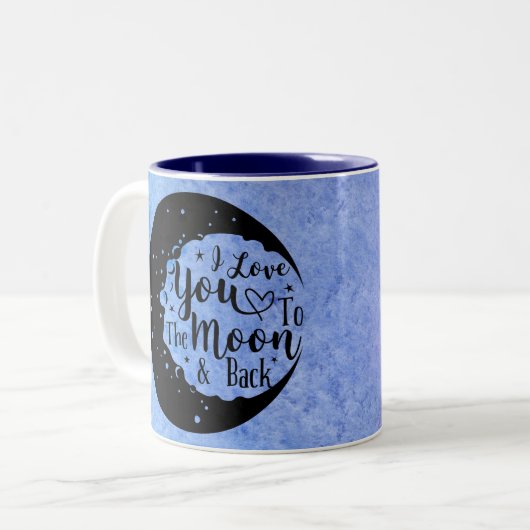 私は月に愛し&バック – 水色 ツートーンマグカップ (正面左)