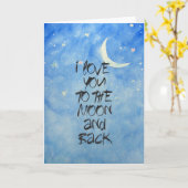 私は月の水色にあなたを愛する カード (黄色い花)