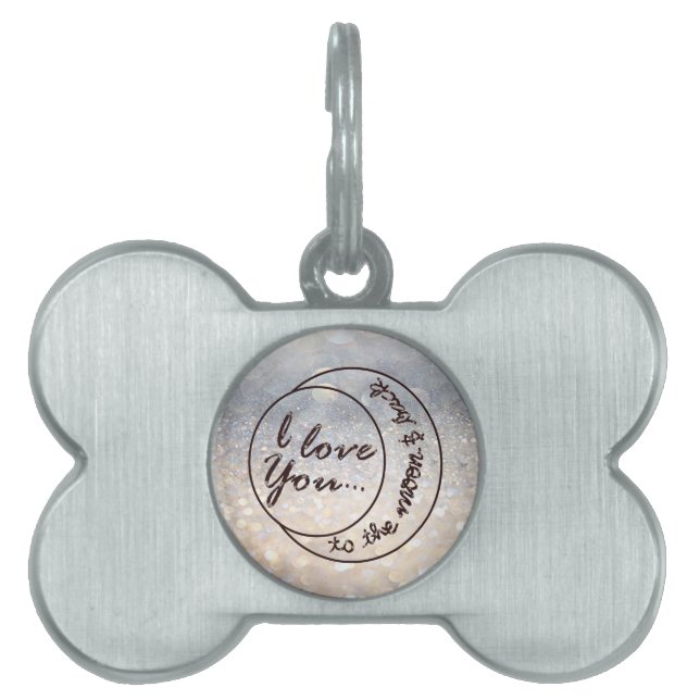 私は月及び背部に愛します ペットネームタグ (正面)