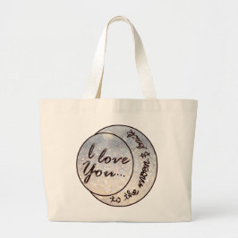 私は月及び背部に愛します ラージトートバッグ