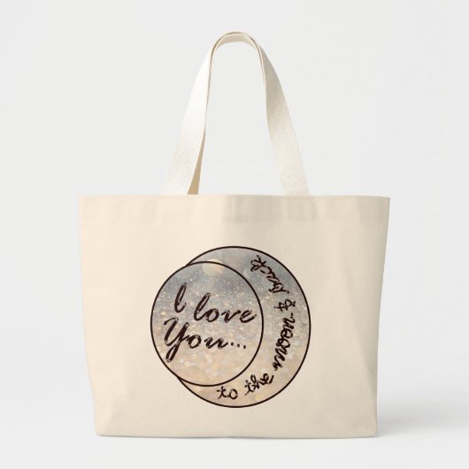 私は月及び背部に愛します ラージトートバッグ (正面)