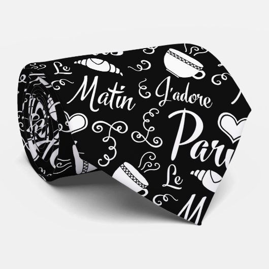 私は朝のコーヒーおよびクロワッサンのパリを愛します ネクタイ (ロール)