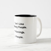 私は朝の人々を好みません ツートーンマグカップ (正面右)