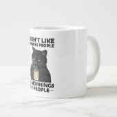 私は朝の人や人の猫が好きおもしろいでない ジャンボコーヒーマグカップ (正面右)