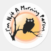 私は朝の人フクロウおもしろい引用文ではない ラウンドシール (正面)