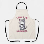 私は朝を行わない – コーヒーとグレー猫 エプロン (正面)
