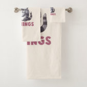 私は朝を行わない – コーヒーとグレー猫 バスタオルセット (インサイチュ)