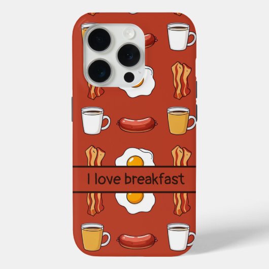 私は朝食が大好き、赤のフードパターン Case-Mate iPhoneケース (裏面)