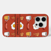 私は朝食が大好き、赤のフードパターン Case-Mate iPhoneケース (裏面 (横))
