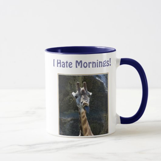 私は朝、舌を突き出ているキリンを憎みます マグカップ (右)