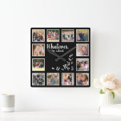 私は木の退職した消素朴却の写真コラージュ スクエア壁時計 (ホーム)