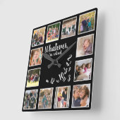 私は木の退職した消素朴却の写真コラージュ スクエア壁時計 (傾斜)