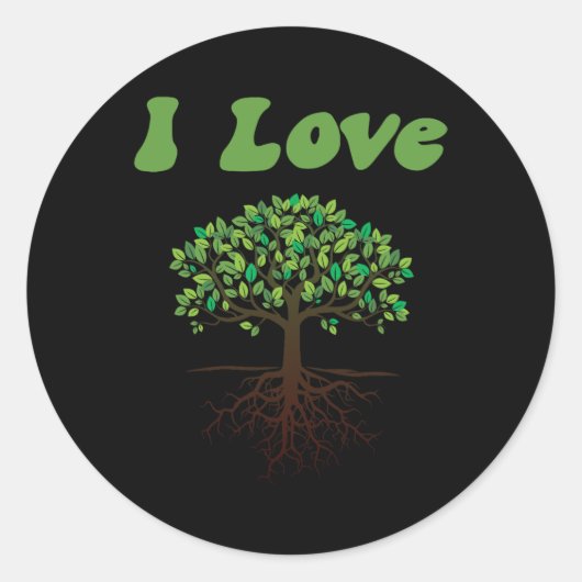 私は木を愛する – 植樹または地球の日 ラウンドシール (正面)
