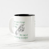 私は木工業および祖父であることを愛します! ツートーンマグカップ (正面左)