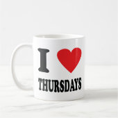 私は木曜日アイコンを愛します コーヒーマグカップ (左)