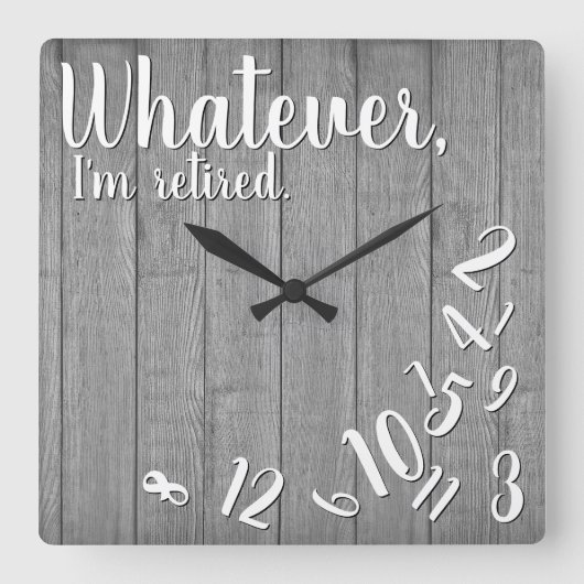 私は木退職したの素朴退職おもしろいだ スクエア壁時計 (正面)