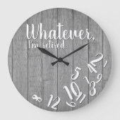 私は木退職したの素朴退職おもしろいだ ラージ壁時計 (正面)