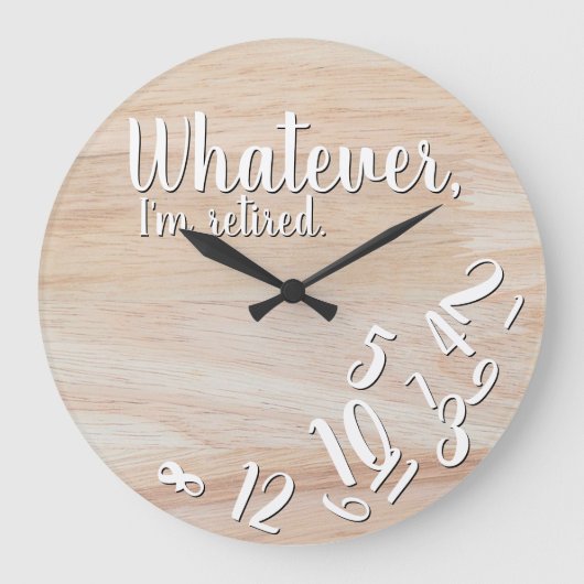 私は木退職したの素朴退職おもしろいだ ラージ壁時計 (正面)