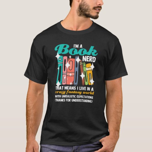 私は本おたくの本読だ Tシャツ (正面)