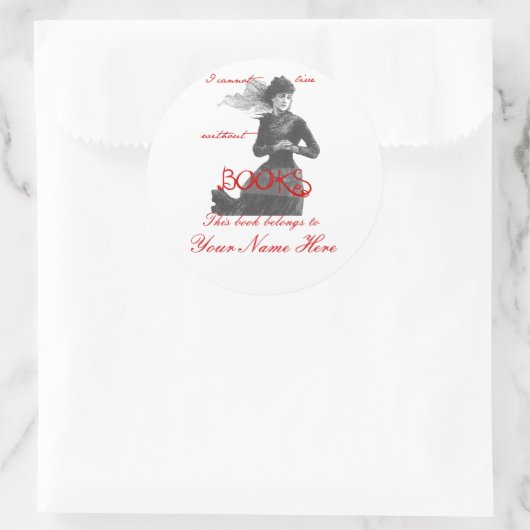 私は本がないと生きられない蔵書票 ラウンドシール (バッグ)