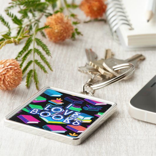 私は本が大好きカラフル キーホルダー (側面)