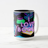 私は本が大好きカラフル ツートーンマグカップ (正面右)