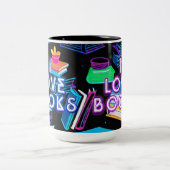 私は本が大好きカラフル ツートーンマグカップ (中央)