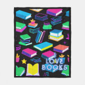 私は本が大好きカラフル フリースブランケット (正面)