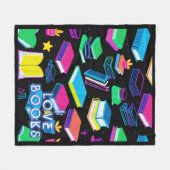 私は本が大好きカラフル フリースブランケット (正面(横))