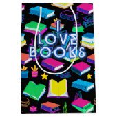 私は本が大好きカラフル ミディアムペーパーバッグ (正面)