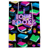 私は本が大好きカラフル ミディアムペーパーバッグ (裏面)