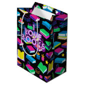 私は本が大好きカラフル ミディアムペーパーバッグ (裏面アングル)