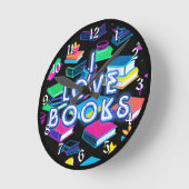 私は本が大好きカラフル ラウンド壁時計 (傾斜)